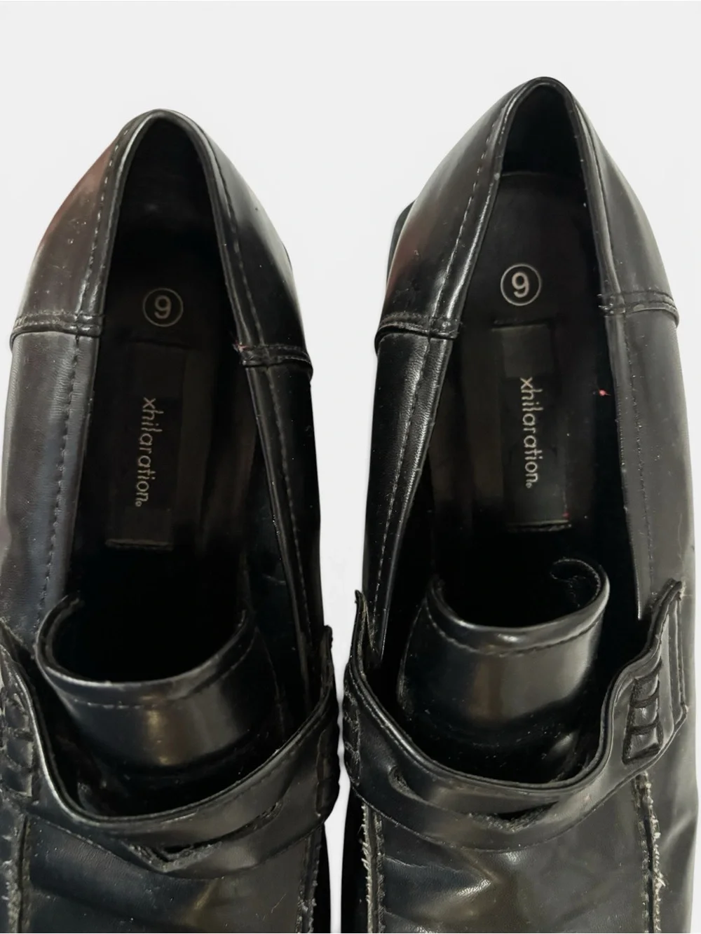 Vintage 90’s Black Platform Chunky Heel Penny Loafers Whimsigoth Grunge Size 9